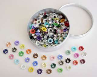 160 Scalloped Eyelets + Cute Storage Tin 32 Colors Scrapbooking 