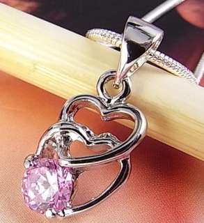   Sterling Silver Filled Necklace w/ 10KGP Pink Sapphire Pendant S18_r04