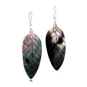 Dayna Mother of Pearl Leaf Drop Earrings Jewelry