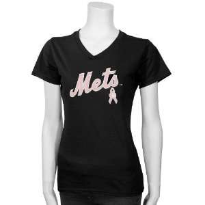  New York Mets Black/Pink Breast Cancer Research Logo T 
