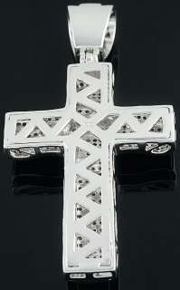   Sterling Silver Micro Pave Bling CZ Large Hip Hop Cross Pendant Charm