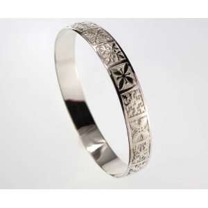  Sterling Silver Quilt Bangle, w/ from Hawaii 
