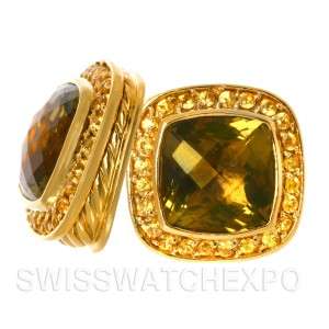   David Yurman Estate 18K Yellow Gold Peridot Yellow Sapphire Earrings