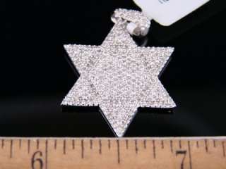 14K WHITE GOLD JUDAIC STAR OF DAVID DIAMOND PENDANT 1.2  