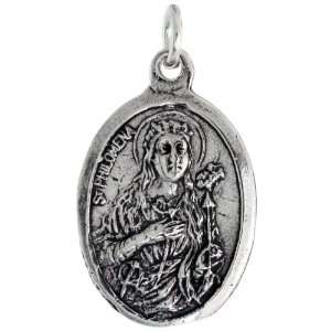 925 Sterling Silver St. Philomena The Virgin Martyr Oval shaped Medal 