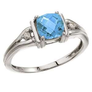   White Gold December Birthstone Blue Topaz and Diamond Ring Jewelry