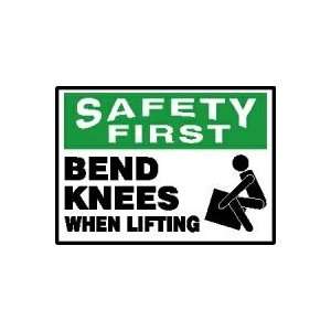 SAFETY FIRST Labels BEND KNEES WHEN LIFTING (W/GRAPHIC) Adhesive Vinyl 