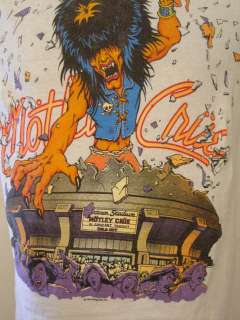 VINTAGE 1980S MOTLEY CRUE T SHIRT ROCK & ROLL CONCERT TOUR L  