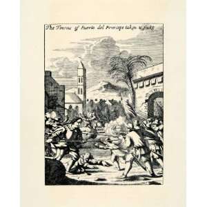   del Principe Sackt Sacked Pirate Bucanneer Looting   Offset Lithograph