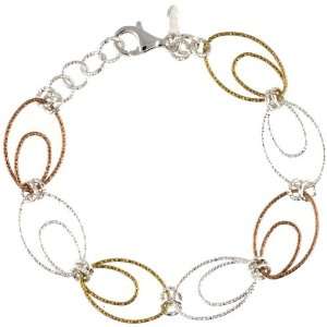   in. Bracelet w/ White, Yellow & Rose Gold Finish, 9/16 in. (14mm) wide