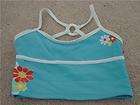 Blue Glitter Floral Tankini Swimsuit Lined Top Girls 14  