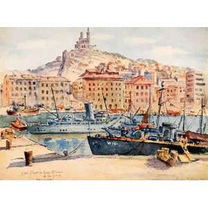  1945 Print Port Notre Dame De La Garde Marseilles France 