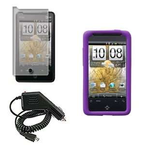  iNcido Brand HTC Aria Combo Solid Purple Silicon Skin Case 
