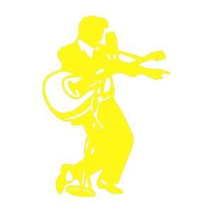  Elvis with Guitar small 3 Tall YELLOW vinyl window decal 