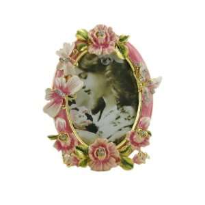   Rose Butterfly Picture Frame Bejeweled Victorian Style