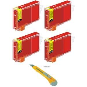  Four Red Compatible Ink Cartridges Canon CLI 8 (CLI8R 