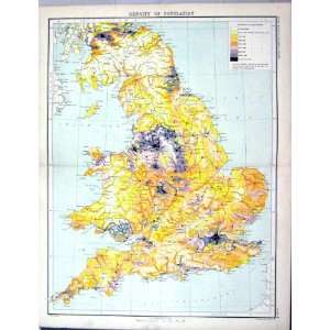  Map England Density Population 1891 Isle Man
