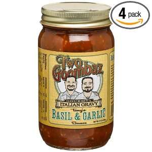 Two Goombaz Basil & Garlic Pasta Sauce, 16 Ounces Glass Jars (Pack of 