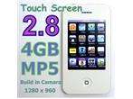 4GB Touch Screen  Mp4 MP5 Player 1.3M Camera Game white  