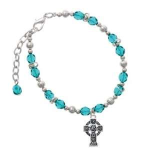   Celtic Cross Teal Czech Glass Beaded Charm Bracelet [Jewelry] Jewelry