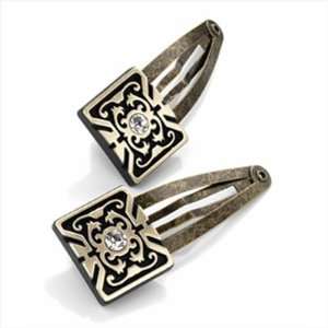    Bronze Square Engraved Hair Clips/Barrettes AJ23264 Beauty