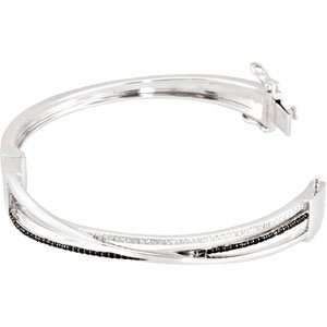   Ct Tw Genuine Spinel & Diamond Bangle Bracelet In Sterling Silver