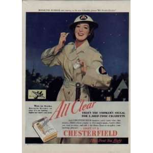ROSALIND RUSSELL  1942 Chesterfield Cigarettes War Bond Ad, A3105 