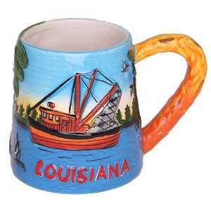  Louisiana Souvenir Shrimp Boat Swamp Scene Coffee Mug 