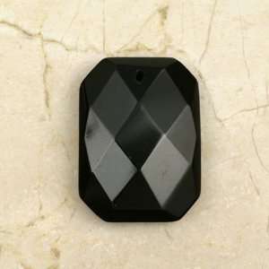  Faceted Blackstone Octagon 38x28mm Pendant 2mm Hole
