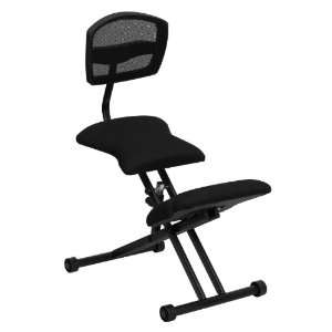  Ergonomic Kneeling Chair with Black Mesh Back and Fabric 