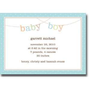 Boatman Geller   Banner Baby Boy Birth Announcements/Invitations (H)