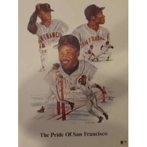  Willie Mays and Barry Bonds Signed Lithograph   The Pride 