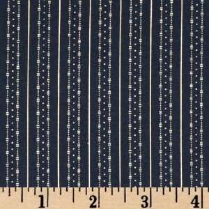  44 Wide Bonnie Blues Dotted Stripe Navy Fabric By The 