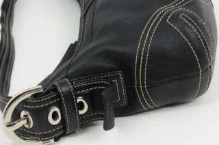 COACH Black Leather Crescent Hobo Bag Baguette Shoulder Purse Nickel 