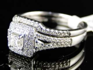 14K WHITE GOLD DIAMOND PRINCESS CUT ENGAGEMENT WEDDING RING BAND 