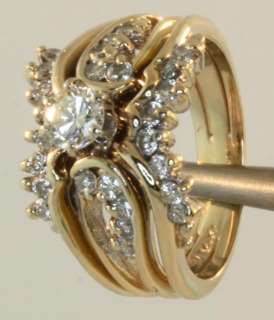 14k yellow gold .77ct diamond bridal engagement ring set 5.7g wrap 