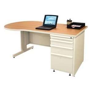  Marvel®   60W Teachers Conference Desk, Pumice/Solar Oak 