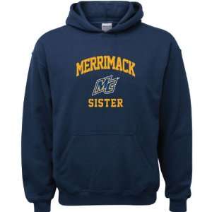 Merrimack Warriors Navy Youth Sister Arch Hooded Sweatshirt  