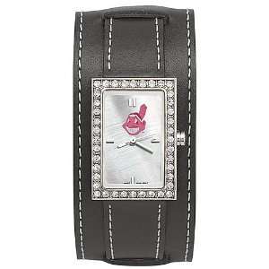   Ladies Starlette Watch w/Wide Black Leather Band