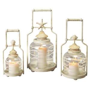  Set of 3 Frosted Globe Shell Lanterns