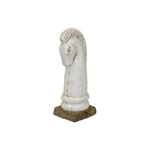    14 White Chess Horse Ceramic Head Pedestal Statue