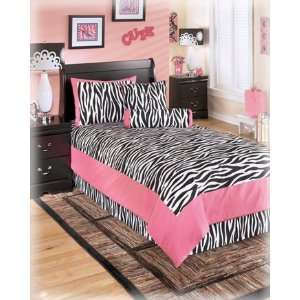  Youth Zebra Print In Pink and Black Glamour Twin Comforter 