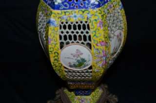 YOU ARE BIDDING ON A PAIR OF 1920s CHINESE ENAMEL RETICULATED LAMPS 