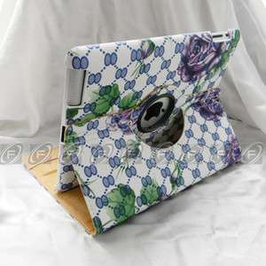 iPad 2 New Fashion 360 Rotating Magnetic Smart Cover Leather Case With 