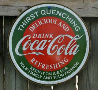 Drink Coca Cola Tin Round Sign Kitchen Decor Soda Pop Classic Logo 