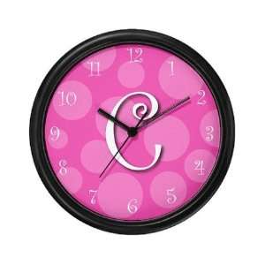  C Initial Pink Polka Dot Wall Clock, 10