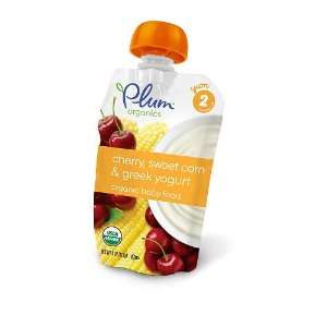 Plum Organics Stage 2   Greek Yogurt, Cherry & Sweet Corn Baby Food 