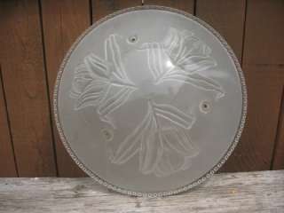 Antique Frosted Glass Ceiling Light Shade Art Deco Pull Chain Roses 