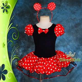Minnie Mouse Tutu Dance Costume Fancy Party Dress Up Headband Girl 