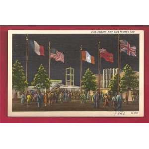   Postcard 1939 Worlds Fair Flag Display New York City 